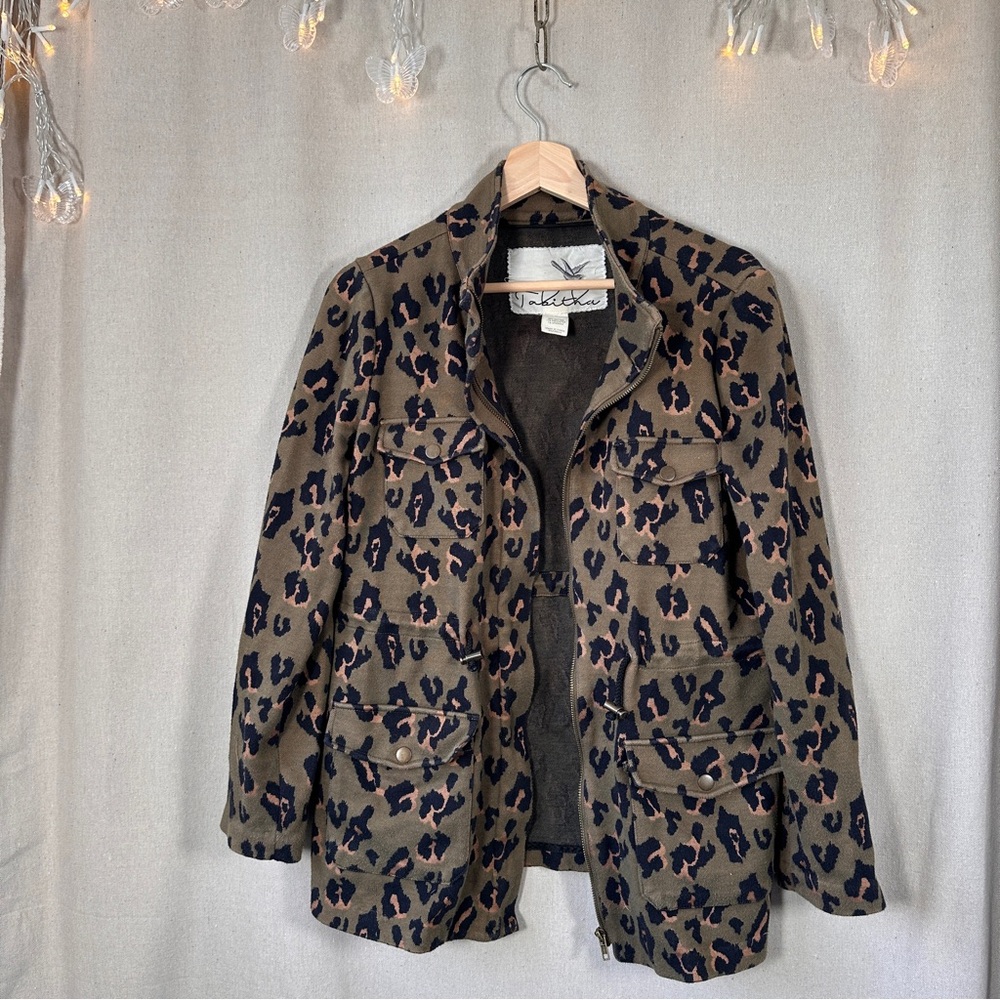 Anthropologie Tabitha Leopard Print Knit Utility Jacket